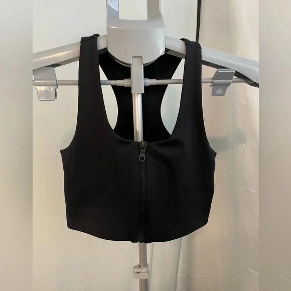 Girlfriend Collective‎ Paloma Zip Front Sports Bra in Black (Size XS) like new - Picture 1 of 4